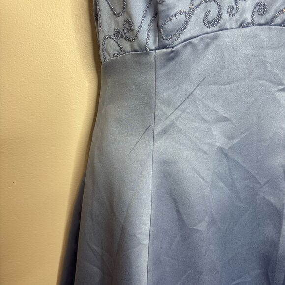 Vintage 1990s Be smart made in USA formal prom grown size 7/8 blue beaded dresss - Picture 7 of 10